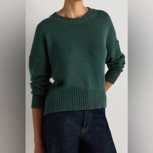 Quince 100% Organic Cotton Boyfriend Crew Sweater in Big Sur Green